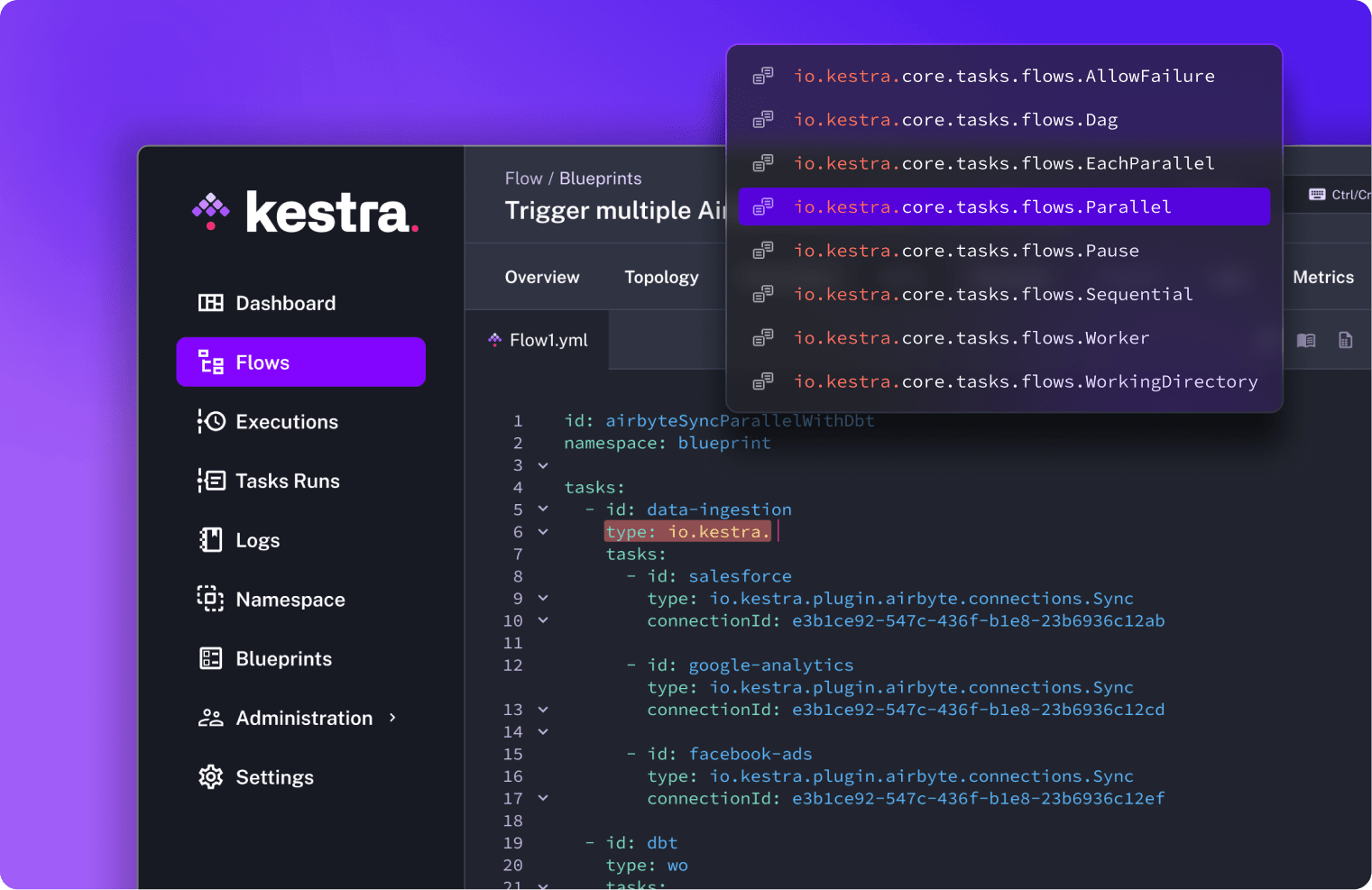 Picture of Kestra's user interface